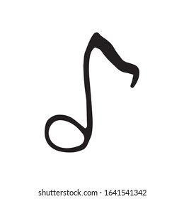 Single element of music note in doodle style. Hand drawn vector illustration for cards, posters, stickers and professional musical design. Simple cute symbol note. Abstract scribble illustration.