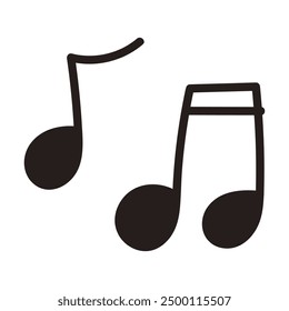 Single element of music note in doodle style. Hand drawn vector illustration for cards, posters, stickers and professional musical design. Simple cute symbol note. Abstract scribble illustration.