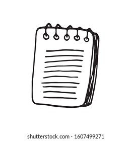 Single element of notebook in doodle business set. Hand drawn vector illustration for cards, posters, stickers and professional design.