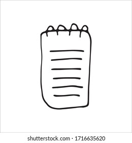 Einzelnes Element des Notebooks im Doodle Business Set. Handgezeichnete Vektorillustration-Illustration für Karten, Poster, Aufkleber und professionelles Design.