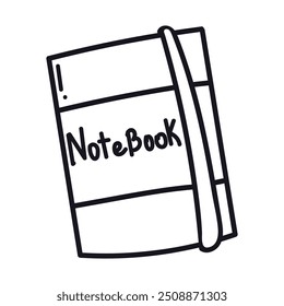 Single element of notebook in doodle school set. Hand drawn vector illustration for cards, posters, stickers and professional design.