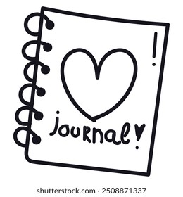 Single element of notebook in doodle school set. Hand drawn vector illustration for cards, posters, stickers and professional design.