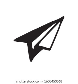 Single element of paper airplane in doodle business set. Hand drawn vector illustration for cards, posters, stickers and professional design.