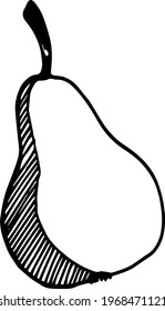 Single element of pear slice in doodle summer set. Hand drawn vector illustration for greeting cards, posters, stickers and seasonal design.