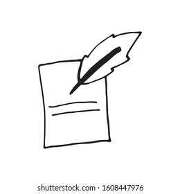 Single element of pen in doodle business set. Hand drawn vector illustration for cards, posters, stickers and professional design.