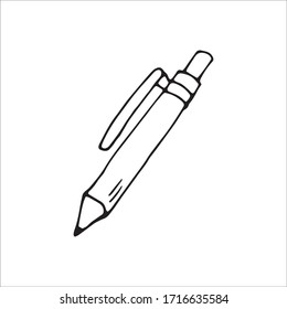 Un único elemento de pluma en el conjunto de negocios de doodle. Ilustración vectorial dibujada a mano para tarjetas, carteles, pegatinas y diseño profesional.