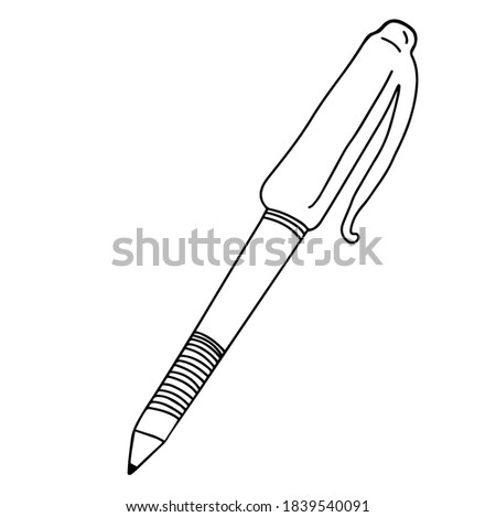 Single element of pen in doodle business set. Hand drawn vector illustration for cards, posters, stickers and professional design. Coloring.