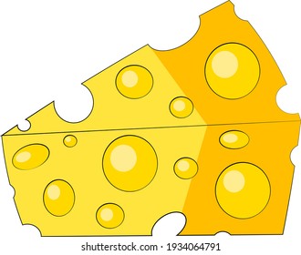 Single element piece of cheese. Draw illustration in colors