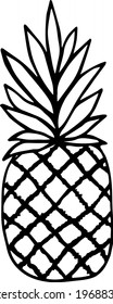 Single element of pineapple slice in doodle summer set. Hand drawn vector illustration for greeting cards, posters, stickers and seasonal design.