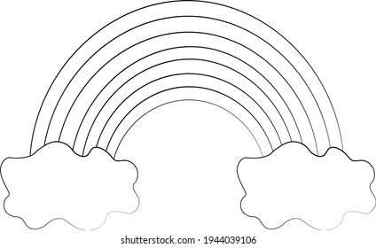 Single element Rainbow. Draw illustration in black and white