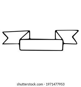 Single element ribbon copy space. Hand drawn illustration