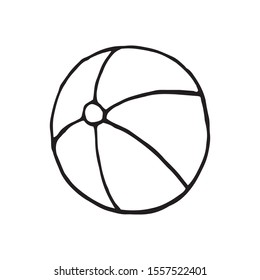 Single element of rubber ball in doodle summer set. Hand drawn vector illustration for greeting cards, posters, stickers and seasonal design.