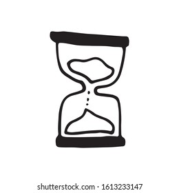 Single element of sand-glass in doodle business set. Hand drawn vector illustration for cards, posters, stickers and professional design.