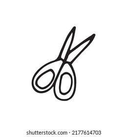 Single element of scissors in doodle business and stationery set. Hand drawn vector illustration for cards, posters, stickers and professional design.