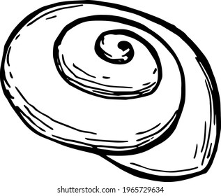 Single element of seashell in doodle summer set. Hand drawn vector illustration for greeting cards, posters, stickers and seasonal design.