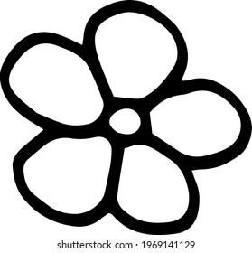 Single element of simple flower, chamomile in doodle summer set. Hand drawn vector illustration for greeting cards, posters, stickers and seasonal design.