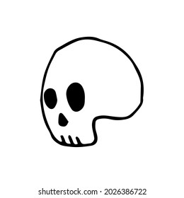 Single element skull in doodle style. Doodle vector illustration, for Halloween. Cute element for greeting cards, posters, stickers and seasonal design. Isolated on white background
