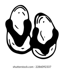 Single element of slippers in doodle summer set. Hand drawn vector illustration for greeting cards, posters, stickers and seasonal design.