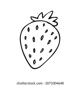 Single element of Strawberry slice in doodle summer set. Hand drawn vector illustration for greeting cards, posters, stickers and seasonal design.