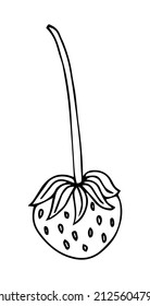 Un solo elemento de la rebanada de fresa en el conjunto de doodle de verano. Ilustración vectorial dibujada a mano para tarjetas de felicitación, carteles, pegatinas y diseño estacional.