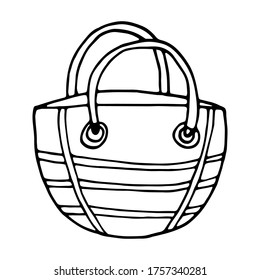 Single element of summer bag in doodle set. Hand drawn vector illustration for greeting cards, posters, stickers and seasonal design.
