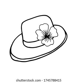 Single element of summer hat in doodle set. Hand drawn vector illustration for greeting cards, posters, stickers and fashion design.
