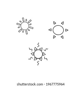 Single element of sun in doodle summer set. Hand drawn vector illustration for greeting cards, posters, stickers and seasonal design.
