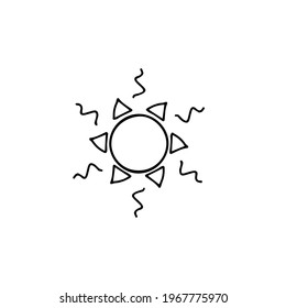 Single element of sun in doodle summer set. Hand drawn vector illustration for greeting cards, posters, stickers and seasonal design.