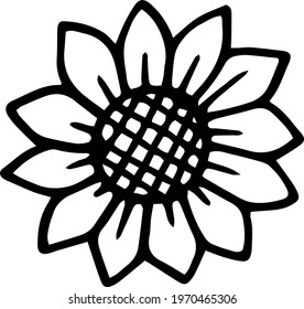 Single element of sunflower in doodle summer set. Hand drawn vector illustration for greeting cards, posters, stickers and seasonal design.