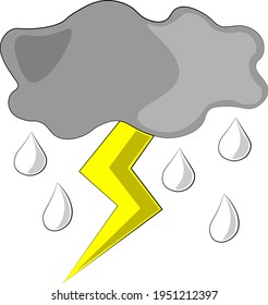 Single element Thunderstorm. Draw illustration in color