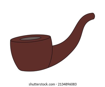 Single element Tobacco Pipe. Draw illustration in color