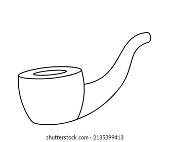 Single element Tobacco Pipe. Draw illustration in black and white