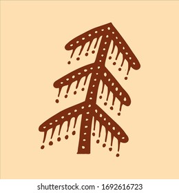 Single element, tree, hand-draw doodle illustration in vector. Design for packaging, weddings, fabrics, textiles, wallpaper, website, postcards.