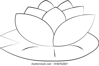 Einzelelement Waterlily. Zeichnung der Illustration auf Schwarz-Weiß