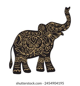Single elephant silhouette illustration isolated on white background vector clipart