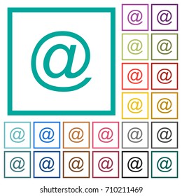 Single email symbol flat color icons with quadrant frames on white background