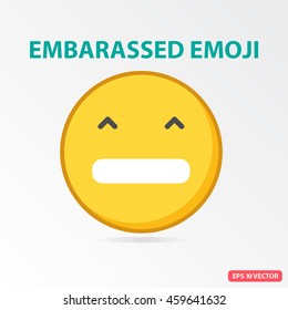 Single Embarassed Emoji. Isolated Vector Illustration On White Background.