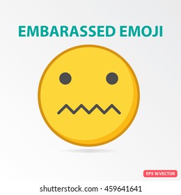 Single Embarassed Emoji. Isolated Vector Illustration On White Background.