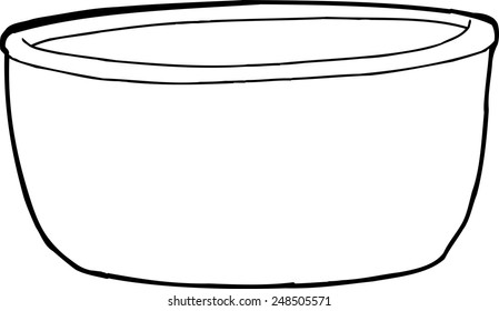 Single empty cartoon bowl over white background