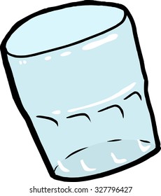 Single empty cartoon drinking glass over white background