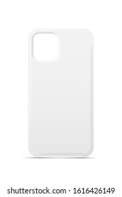 Single empty phone white cover smartphone blank case mockup design isolated on white. Simple cellphone accessory to protect from mechanical damage. Protective mobile item. Vector flat illustration