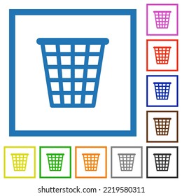 Iconos de color plano en los marcos cuadrados sobre fondo blanco