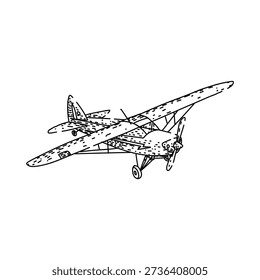 Single engine propeller airplane illustration capturing the essence of historical aviation and air travel, symbolizing concepts like flight, freedom, and adventure