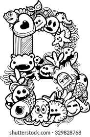 single english alphabet doodle 