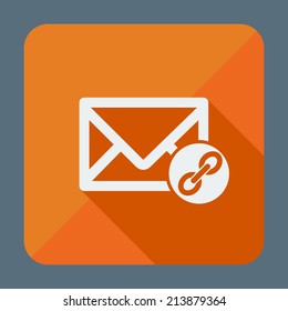 Single envelope with chain. Square flat icon for web applications, email icons design. Vector illustration.