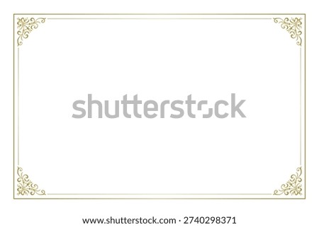 A single European antique frame placed on a white background, vintage frame background material, gold decoration graphic material, background transparent vector design illustration