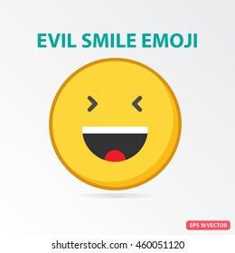 Single Evil smile emoji. Isolated vector illustration on white background.