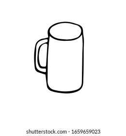 A single extra-long mug with handle Hiking .  Vector illustration in Doodle style isolated on white background.