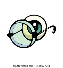 Single eyeball wearing glasses cartoon vector illustration