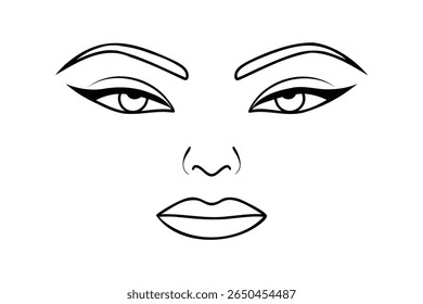 Contorno de face única com olhos nariz lábios no vetor